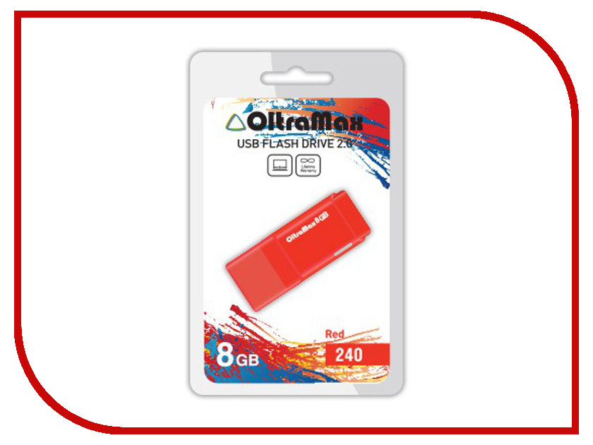 USB Flash Drive 8Gb - OltraMax 240 OM-8GB-240-Red, 251 