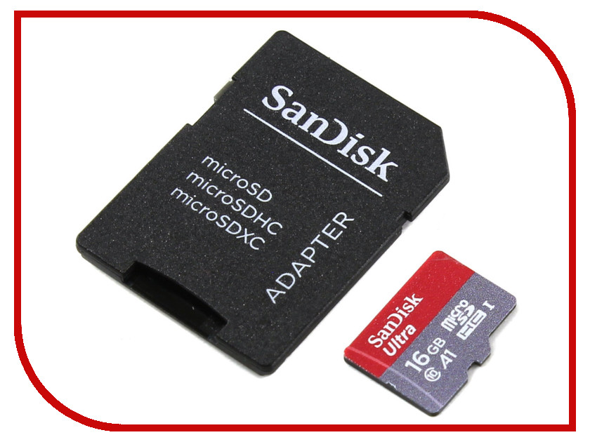   16Gb - SanDisk Ultra microSDHC A1 UHS-I Class 10 SDSQUAR-016G-GN6IA    SD, 2963 