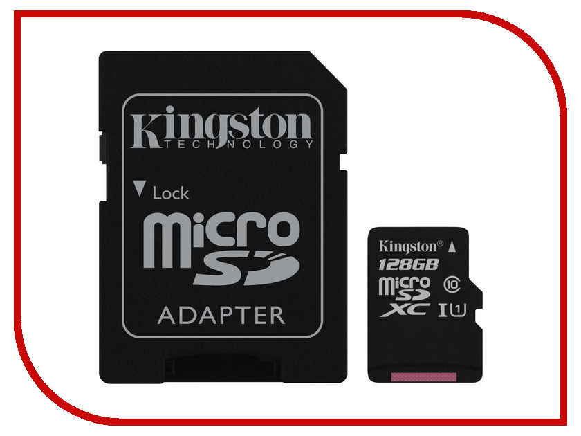   128Gb - Kingston Micro Secure Digital HC Class10 UHS-I SDCS/128GB, 4281 