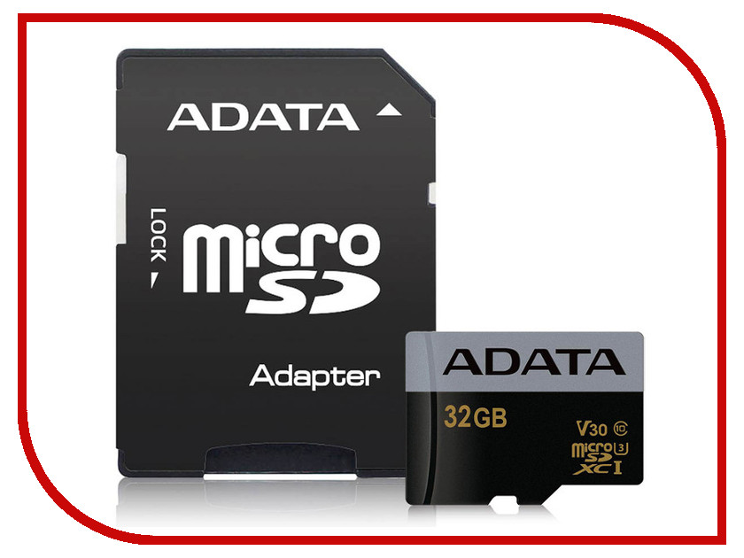   32Gb - A-Data Premier - Micro Secure Digital HC Class 10 UHS-I U3 AUSDH32GUI3V30G-RA1, 4371 