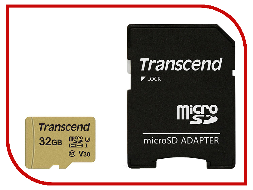   32Gb - Transcend - Micro Secure Digital HC UHS-I U3 Class 10 TS32GUSD500S    SD, 4544 